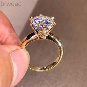 Anel solitário 3ct anel de diamante Solitaire Mulher prata 925 Anel de noivado de moissanita de ouro amarelo Casamento de noivado de 2C 2C anel de moissanita com certificado D240419