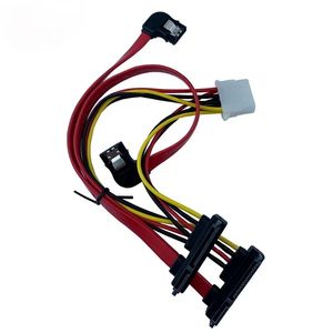 2 Right-angled Sata To 2 22p Sata with Power Supply Large 4P Male Shell Female Hard Disk Cable Suitable for Hard Disk Server
