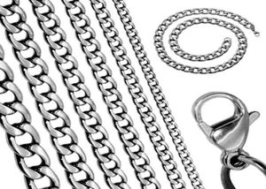 ファクトリーダイレクト10pcs onlot on stainless Steel Silver Mage 87mm Falt nk Curb Chain Link Necklace 1832 Inch3723274