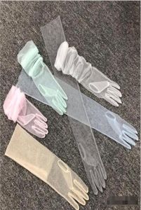 Fünf Fingerhandschuhe 70 cm langes Diy Tüll einfache Gesicht Braut Kleid transparent sexy9200856