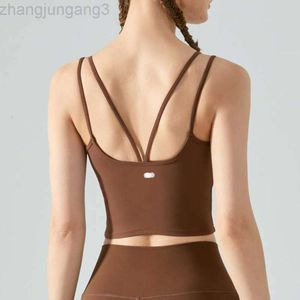 Designer Bra Brand Tank Top Yoga Women Thin Shoulder Belt Back One-Piece Yoga Bh stockproof samlad kondition Sling med