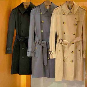 Trench Coats feminino Designer Casal Classic Casal Feminino Kensingtonwide Edição à prova d'água e à prova de chuva Gabardian Basted Windbreaker Coat BFF