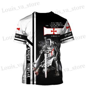 Men's T-Shirts 2022 Fashion Templar Knights 3D Print Men T-Shirt New Summer O Neck Short Slve Style Male Clothes Fashion Casual Plus Size Top T240419