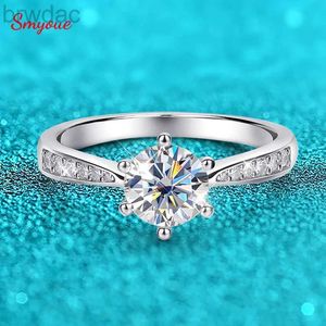 Solitaire Ring Smyoue Real 0.5-3CT Moissanite Wedding Ring for Women Sterling Silver Round Brilliant Diamond Solitaire Engagement Rings Gift d240419