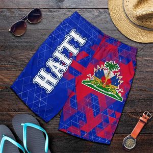 Erkek şort 3d baskı haiti ulusal amblem bayrağı erkek hawaii plaj şort yaz Strt Sıradan Spor giyim spor salonu gövdeleri buz şortları mayo t240419