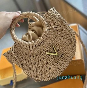 Трава дизайнерская тканая сумка сумка мини -плетена