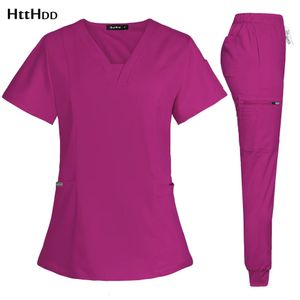 Kvinnor skrubber sjuksköterska tillbehör enhetlig unisex smal passform Comfort Clinical Women Operation Room Work Uniform Jogger Suit 240412