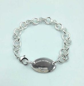 T S925 Sterling Silver Oval Pendant Exclusive Armband Original Högkvalitativa smycken Lovers Wedding Valentine Gift2259398