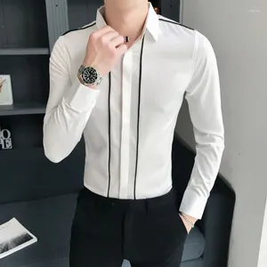 남자의 드레스 셔츠 셔츠 긴 슬리브 비즈니스 남성 흰색 흰색 정기 with collar slim fit summer cotton fashion man 2024 in xxl tops i