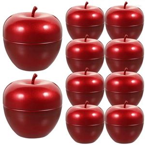 Lagringsflaskor 10st mini Box Apple-Design Tinplate Apple-Shape Candy Container Home Supplies Decor Bonbonniere