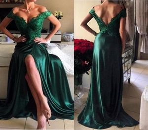 Emerald Green Maxi Prom Dresses Bright Girls Off Shoulder Women Long Formal Evening Party Gowns Plus Size Vestidos De Festa HY22756066
