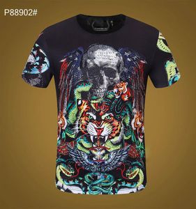 100 Baumwollkristallschädel Designer T -Shirt Herren Sommer Tiger Tees Basis fester Druckbuchstaben Skateboard Casual Punk Tee Black White 6830413