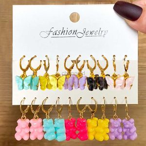 Andere Daxi 2023 Mode koreanischer Schmetterling Bär Anhänger Ohrringe für Frauen Acryl Herz Dangle Ohrringe Set Girls Schmuckzubehör 240419