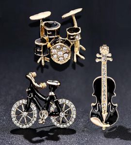 Fshion brooch metal bicycle violin drum set brooches style brooch banquet jewelry ladies exquisite enamel scarf badge5632443