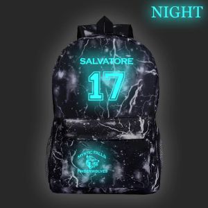 Rucksäcke Hot Sale The Vampire Diaries Luminous Rucksack Schüler Jungen Mädchen Schultaschen Mode Neues Muster The Vampire Diaries Schoolbag