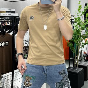 Herr t-shirts kausal broderad brev design manliga tees sommar nya streetwear homme toppar bomull dagliga outfit kläder