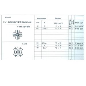 32mm förlängningsborr Utrustning högkvalitativ fabrikspris Anpassningsbar bergsborrytan Set diamantborrbitar nq diamantborrkula tänder roterande