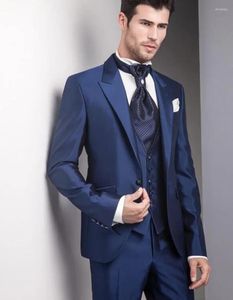 Herrenanzüge italienische dunkelblaue Männer Anzug Slim Fit 3 -teils Custom Blazer Sets Prom Bräutigam Smokulino Maskulino Jacke Hosen Weste Kostüm Homme