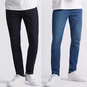 Jeans masculinos 2024 jeans fino cinto elástico solto zíper reto clássico calça casual marca calça roupas