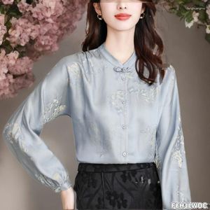 Women's Blouses Chinese Style Chi-pao Collar Design Top French 2024 Spring Women Office Lady Girls Elegant Retro Shirt Blouse Vintage