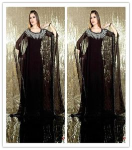Evening Dresses arabic dresses new Charming evening dresses Black Long Sleeve Chiffon Dubai Abaya Kaftan Dress New Charming3593239