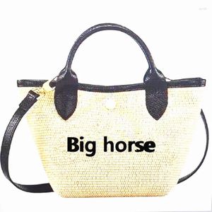 Drawstring Big Horse Woman Shoulder Bag Lady Crossbody Woven Mini Women's Handheld Bucket Ladies Messenger Sac En Main