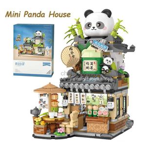 3D -pussel i lager söta panda te hus lilla björn café blomma butik mini vikbar byggsten montering pussel leksaker för barn vuxna gåva 240419