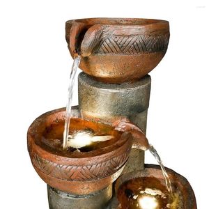 Garden Decorations 5 -Tier Outdoor Water Fountain Decor Resin For Floor Patio Deck Porch Backyard And Home Art