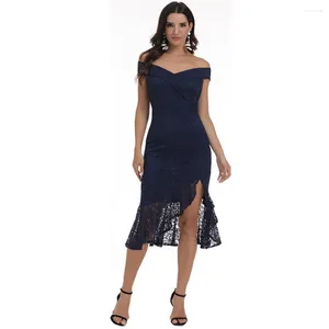 Partykleider Kurzer Meerjungfrau Navy Lace Prom 2024 Großhandel Frauen Geburtstag Abendkleider auf Lager Vestido de Festa