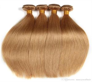 Бразильские прямые человеческие волосы Bundles Blonde Color 27 Плетение волос 3 штуки 1030 -дюймовые наращивания волос на 6041054