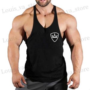 Men's T-Shirts 2023 Cotton Gym Shirt Sport Tank Top Men Slveless Running Shirt Men Workout Training Tank Top Sport Stringer Vest T240419