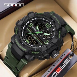 Armbandsur Sanda 6130 Youth Electronic Watch Waterproof Korean Black Technology Multi Function Men's Alarm