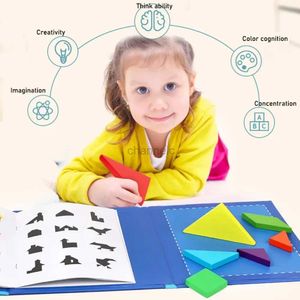 ألغاز ثلاثية الأبعاد للألغاز المغناطيسية للألعاب للألعاب للأطفال 3D Tangram Kids Education Toys Wooden Montessori Mames for Children 240419