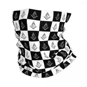 Bandanas Freemason Checkered Pattern Bandana Neck Gaiter UV Protection Face Scarf Cover Masonic Mason Headband Tube Balaclava