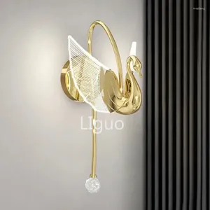 Duvar lambası Nordic Led Swan Light Gold Acconce İç Mekan Aydınlatma Ev Dekoru Oturma Odası Odası Yatak Odası Başucu Fikstürü