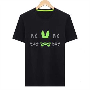 Psychological Rabbit Mens Short Sleeved t Shirts Casual Polo Shirt Animal Print High-quality Lovers Breathable Business Round Neck Psyco Bunny Tst4