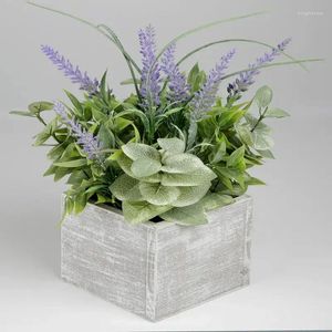 Fiori decorativi pianta di lavanda artificiale in scatola bianca in legno rustico appeso per la mamma foglie di regalo peonia gliscia Angela