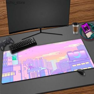 Muskuddar handled vilar lila månlandskap Stor Kawaii Mouse Pad XXL PC Gamer Computer Big Cute Mousepad för bärbar datorn anteckningsbok 90x40cm Office Desk Mat Y240419