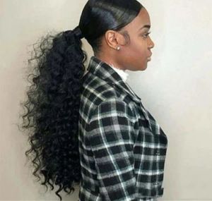 포니 테일 공장 판매 100% 버진 브라질 160g 드로우 스트링 흑인 여성을위한 곱슬 머리 곱슬 인간 포니 테일 헤어 확장
