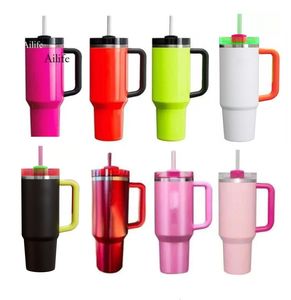 US Stock Neon White Limited Edition Tassen H2.0 Winter Pink Cosmo Co-Branded Flamingo Geschenk 40oz Ziel Red Cups Car Tumblers Wasserflaschen GG0419