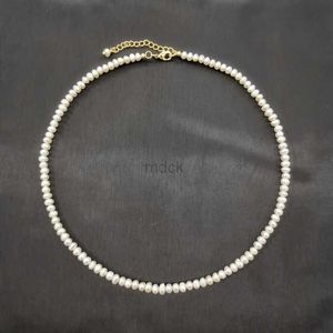 Pendanthalsband 4mm White Freshwater Pearl Necklace 14K Guldfyllda justerbara kedjepärlor med utsökt Choker Collier Perles Perlas Women 240419