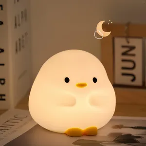 Nachtleuchten süße Ente Licht LED Silicon Touch Lampe 2 Level Dimmbare Nachtlicht USB wiederaufladbare Schlaflampen Kinder Geschenke Schlafzimmerdekoration