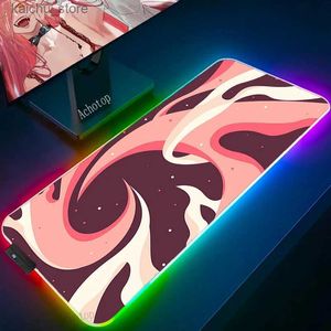 Mouse Pads Wrist Rests Rgb Mouse Pad Xxl Pink Cloud Art Laptop Mat Gaming Mousepad 900x400 Backlit Keyboard Gamer Girl Table Pads Deskpad Mausepad Rugs Y240419