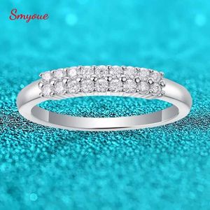 Eheringe Smyoue 1,2/1,5 mm 100% real d Farbe Moissanit Ring für Frauen Doppelreihe Steinband Match Diamant 925 Sterling Silber Schmuck 240419