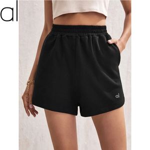 AL-155 Yoga outfit capris tight höftlyft fitness shorts kvinnors sport shorts svettas snabb torr cykeltwear elastisk midja lös fast färgshorts