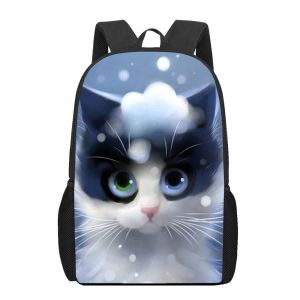Taschen Cartoon süße Katze gedruckte Schultaschen Jungen Mädchen Bookbag Teenager Tägliches Rucksäck