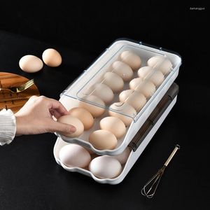 Storage Bottles Refrigerator Drawer Egg Fresh Box Rolling Slide Dumpling Household Eggs Plastic Holder Food Organization