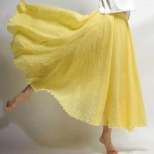 スカート女性フォレストスカートスカート弾性ウエストボヘミアンマキシ大きな流れのような裾の女性の民族スタイルAラインストリートウェア長いソリッド