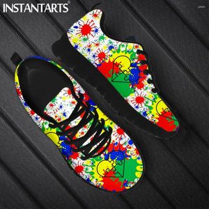 Casual Shoes InstantArts Colorful Tie Dye Running For Women Lätt snörning Flat 2024 Utomhusslitesbeständiga sneakers