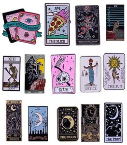 Pins Brooches Tarot Card Enamel Pin The Sun Moon Grim Reaper Death Justice Slice Night Circus Demons Badge Witch Witchcraft Divin7005366